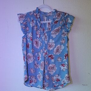 Daniel Rainn Blue Floral Blouse